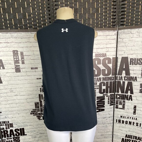 Under Armour L Black -Gray Geometric Print Crew Neck Heatgear Tech Muscle Tee - Picture 3 of 5